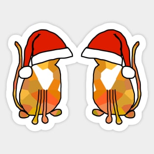 Pair of Ginger Cats in Christmas Santa Hats Sticker